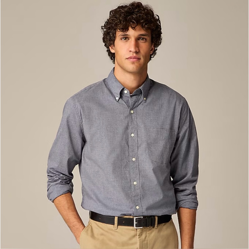 NWT J. Crew Secret Wash Cotton Poplin Shirt Smoky Plate Monogrammed